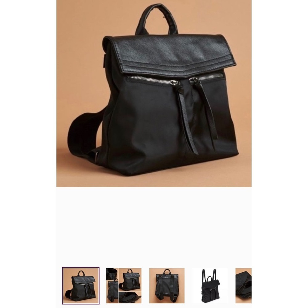 Botkier New‎ York Trigger Mini Backpack Purse Bag Polyester Faux Leather Black